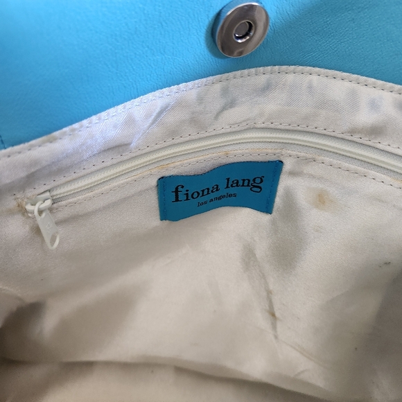 Y2K Fiona Lang Blue Zodiac Leather Tote - Picture 5 of 12